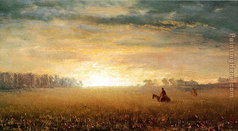 Albert Bierstadt Sunset of the Prairies